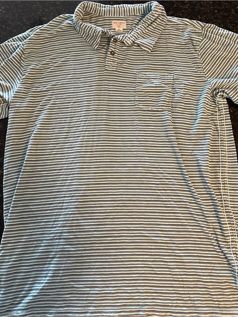 Jack Spade Men’s Light Blue and White Striped Polo